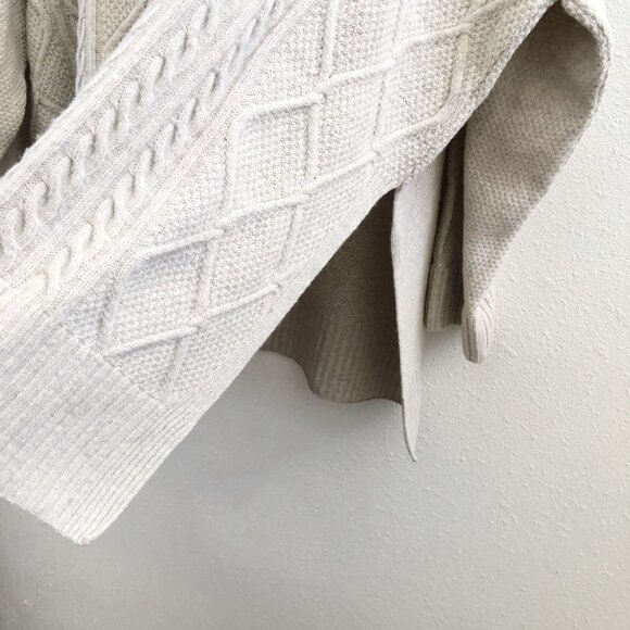 BARBOUR Wool Blend Burne Diamond Stitch Aran Cape No Size Tag Check Measurements - Picture 7 of 11